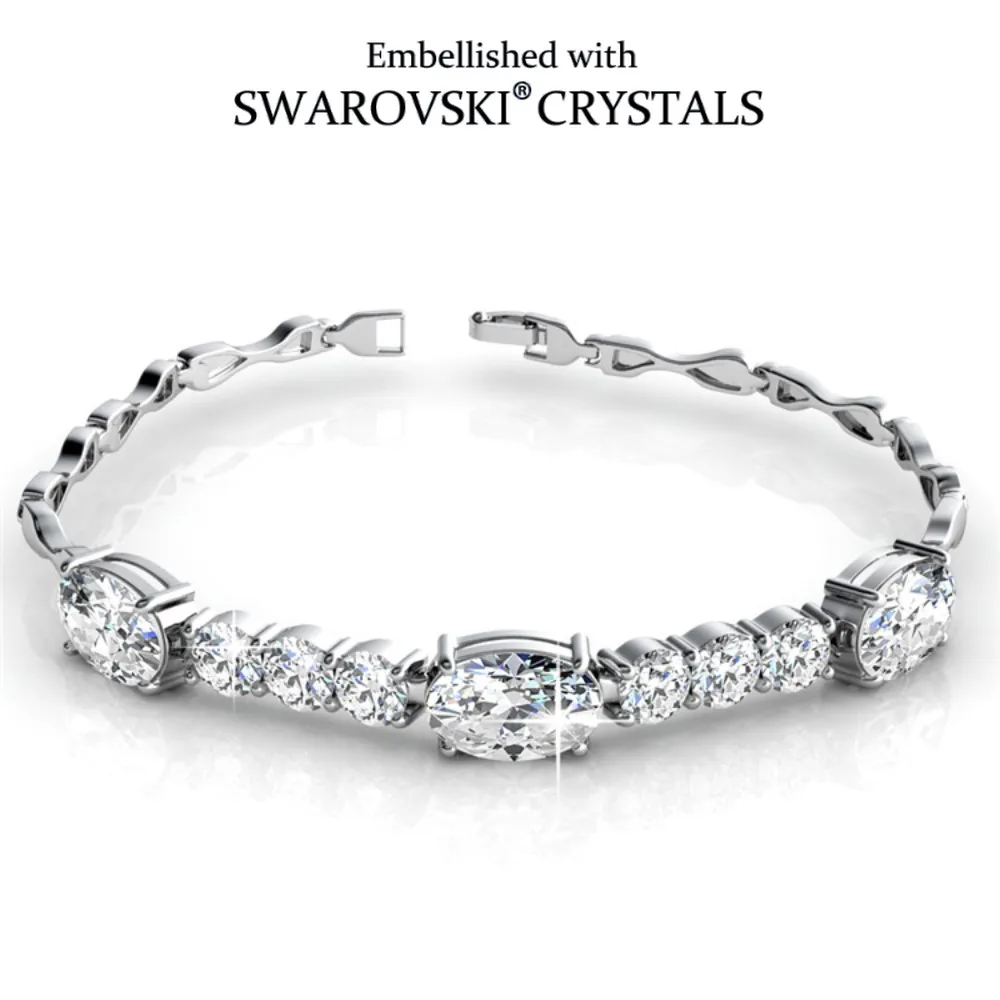 Daisini Sparkling Oval Cut Bracelets Embellished with Swarovski Crystals for Women Luxury Original Dainty Jewelry Wedding Party