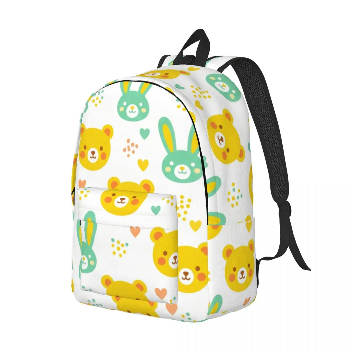 Lovely Cute Casual Backpack Half Drop Bear Bunny Heart Soft Kawaii White Sunny Yellow Mint Cozy Bookbag for Girls Boys Teens Men