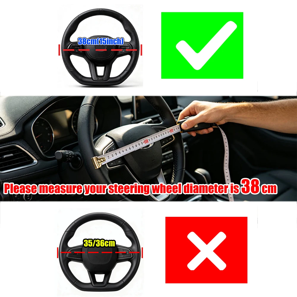 Leather D Cut Auto Steering Wheel Cover Ultra-Thin Breathable Non-Slip D Shape Sport Car Steering Wheel Protector Accessories