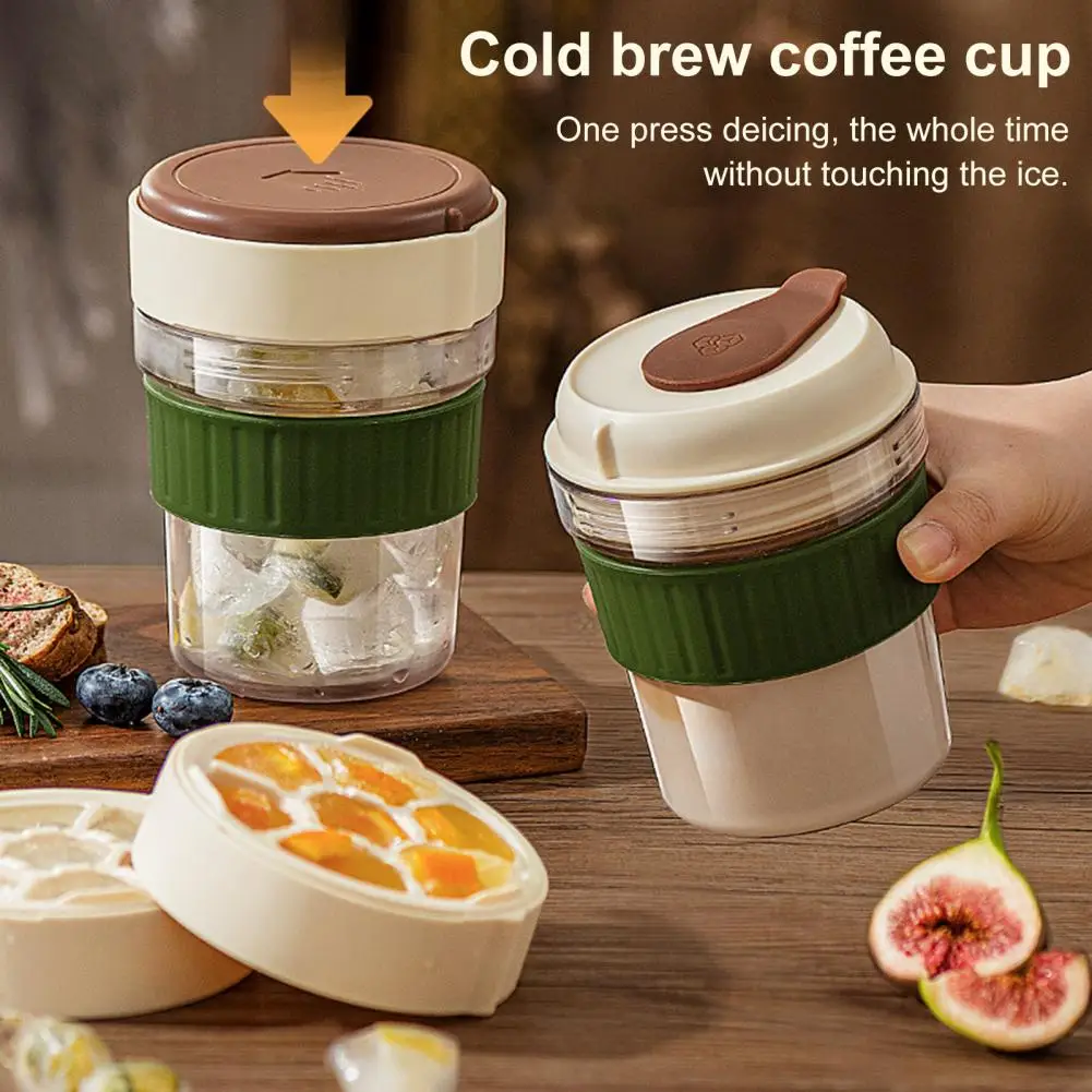 Portable Brew Cup for Commuting Portable Brew Coffee Maker with Stackable Ice Trays Bpa-free Tritan Infuser for Iced for Gym