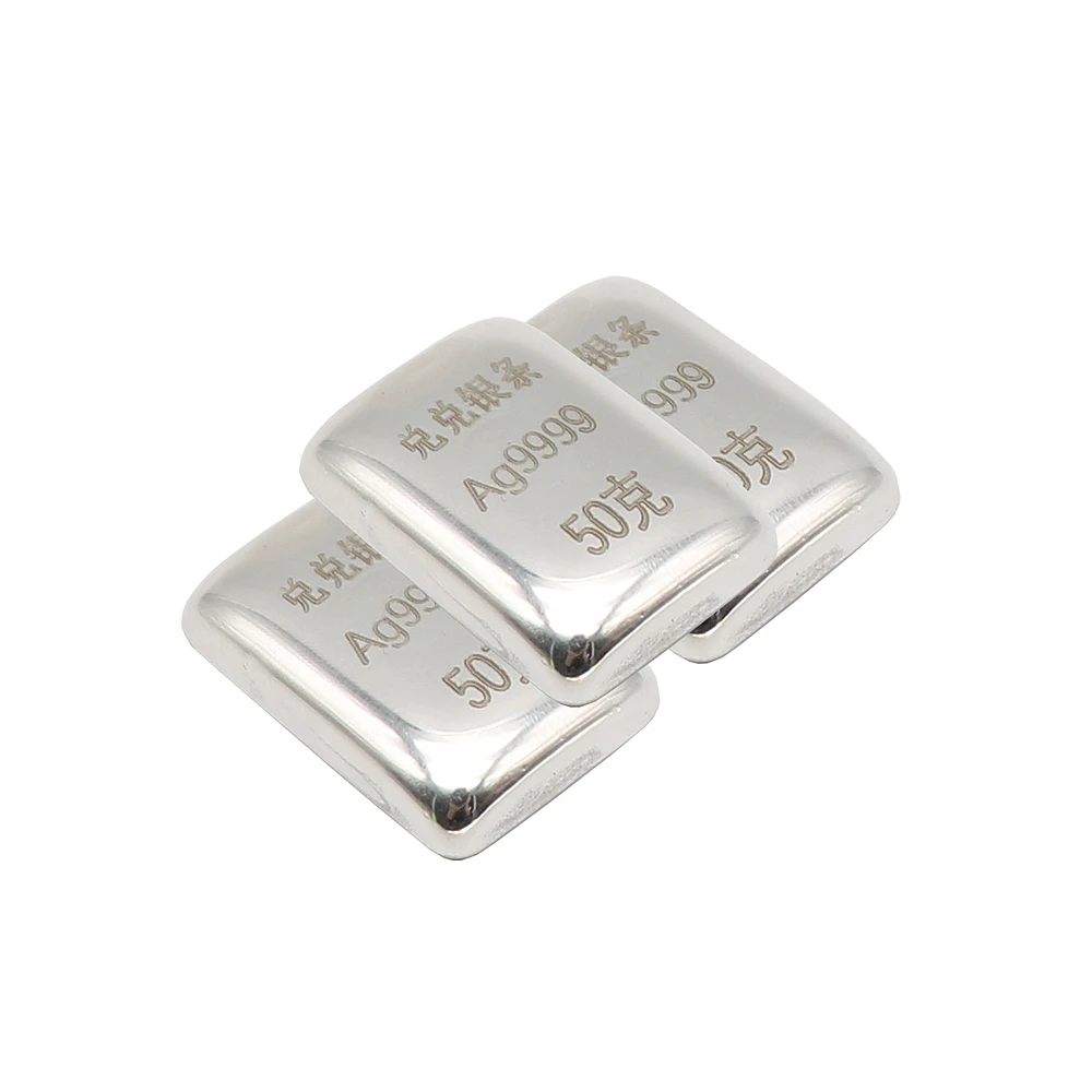 

1PCS 50G High Purity Silver Ingot Pure Silver Bars AG9999 Sterling Silver Bullion DIY Bracelets Jewelry Processing Raw Materials