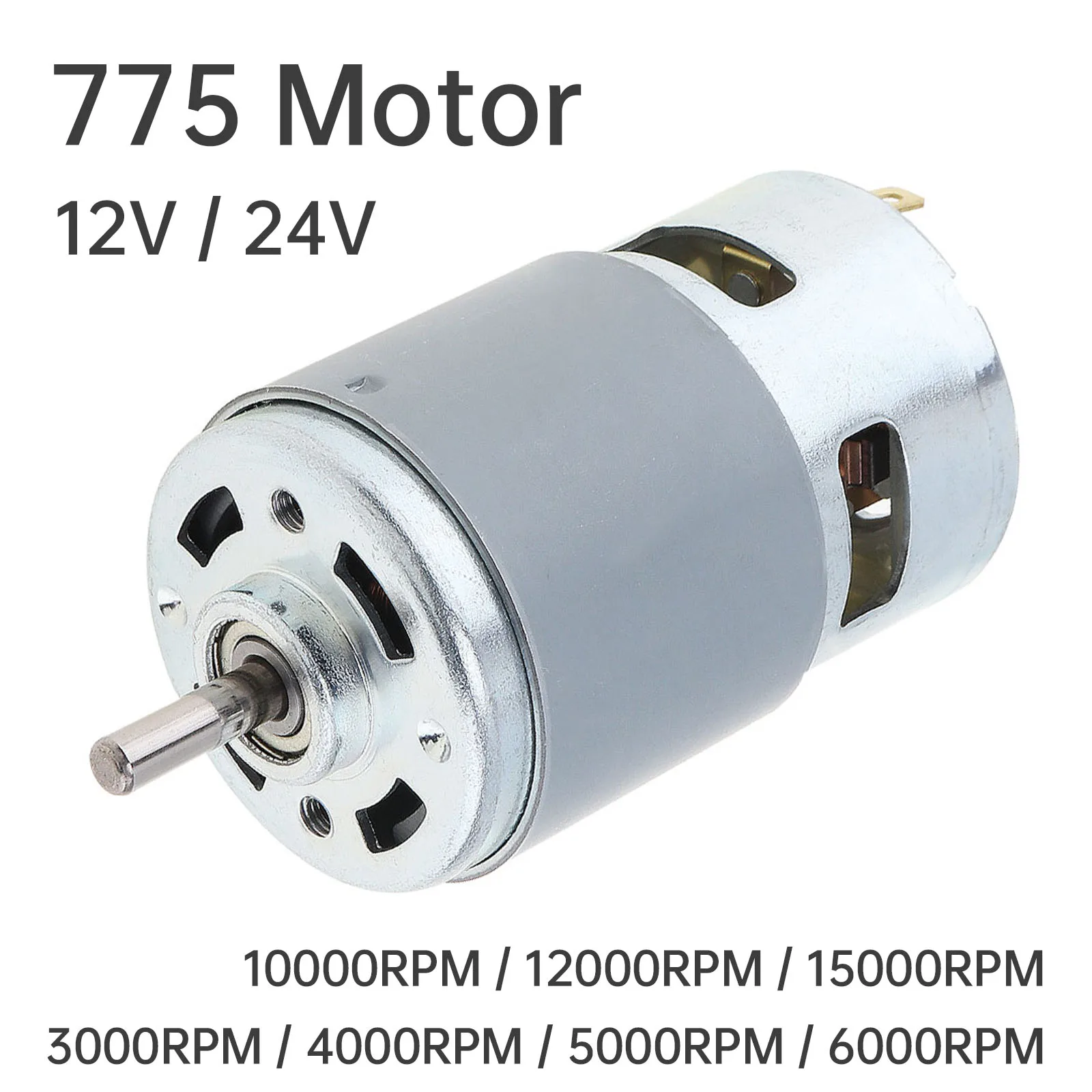 

775 DC Motor 12V 3000-15000RPM High Speed Large Torque Motor for Small Drill/Micro Machine Tool with Ball Bearing and Fan Blades