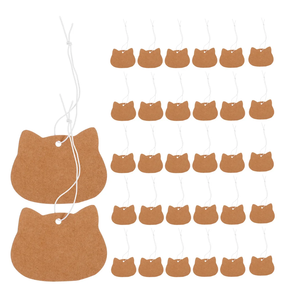 200pcs Kraft Price Elastic Hanging String Writable Blank Small Marking Display Labels For Clothing Jewelry Craft Paper Tags