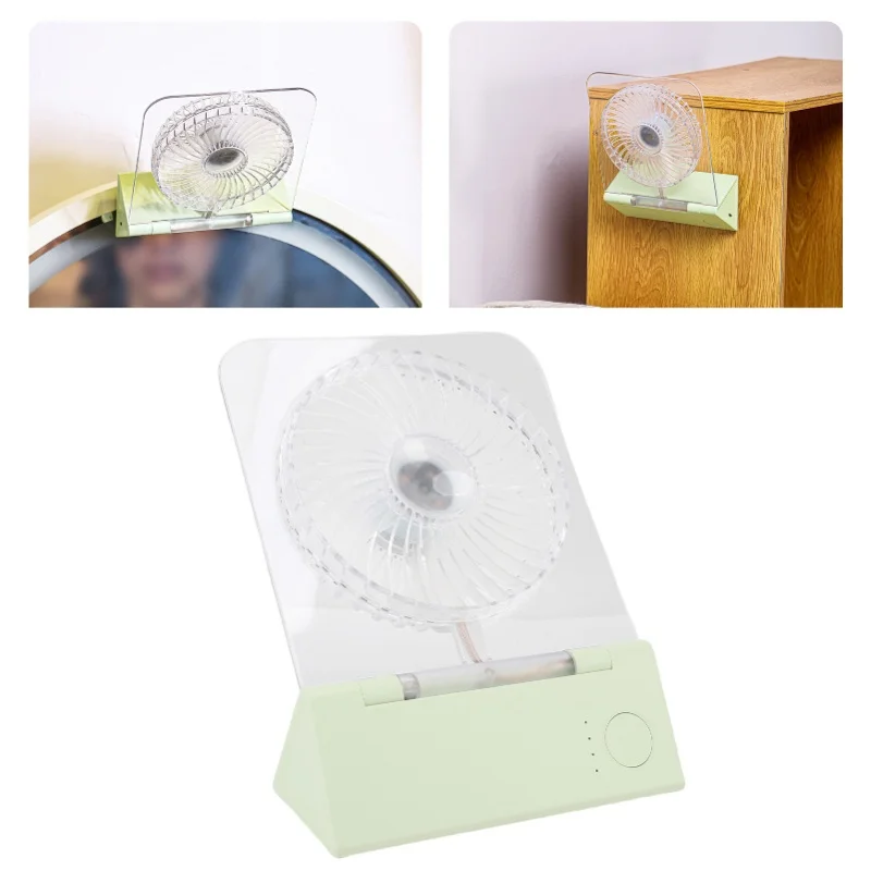 Colorful Transparent Desktop Fan Magnetic Wall Mounted Foldable Breathing Light 4 Speed Settings Silent Portable For Home Use