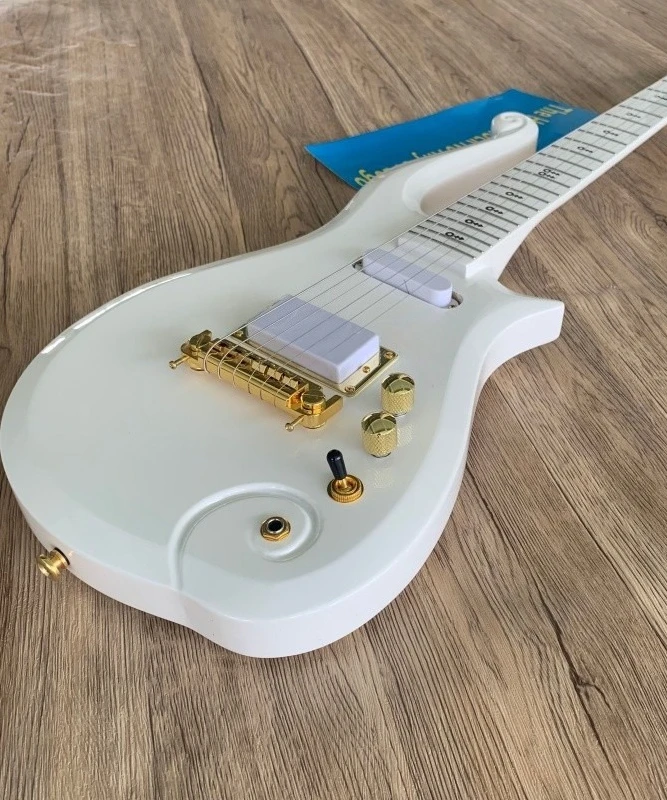 2026 Glossy White Solid Guitar Unique Symbol‑Shaped Inlays SH Pickups Stock Guitar