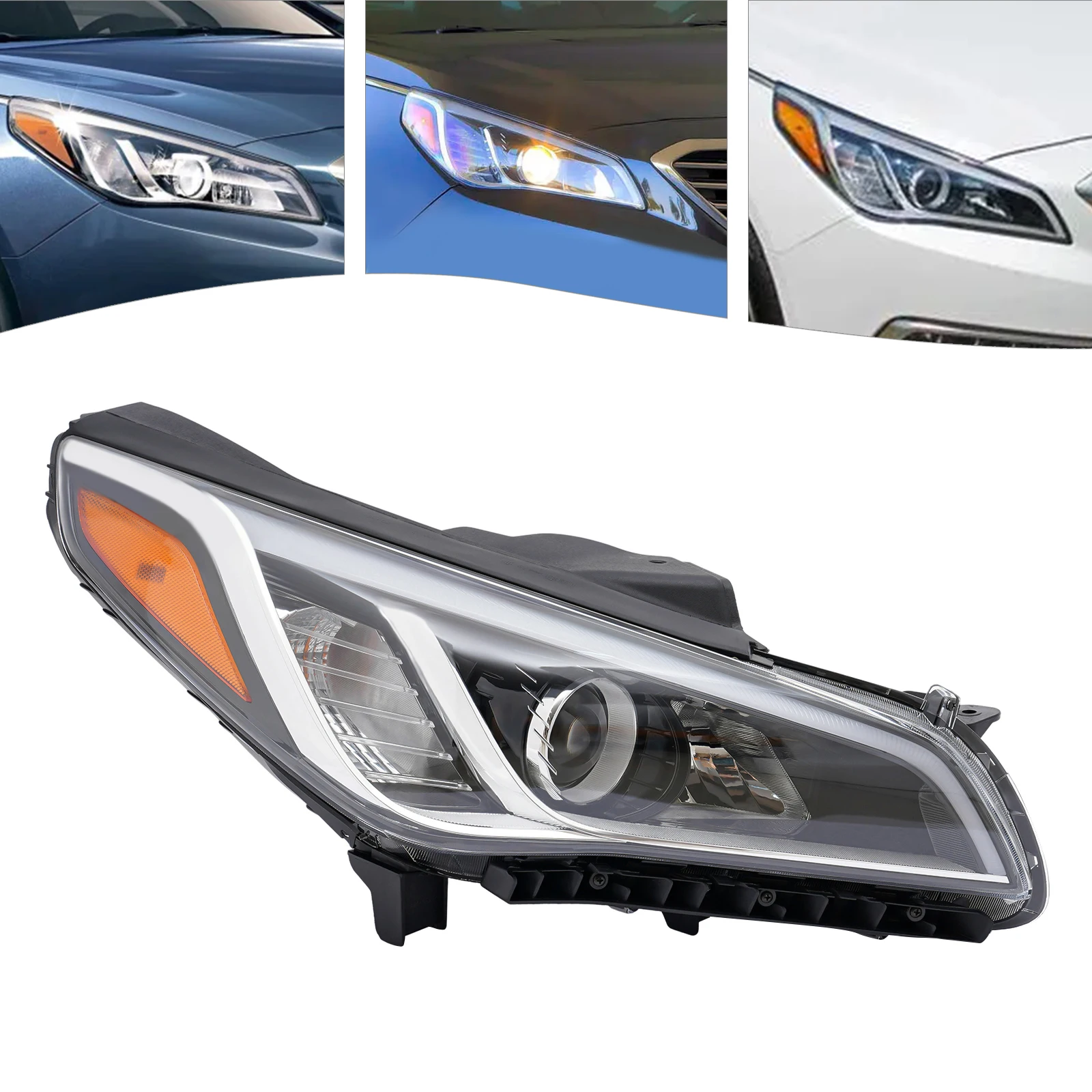 Clear Sturdy Durable High-quality ABS And PC Right Headlight Fits For 2015-2017 Sonata