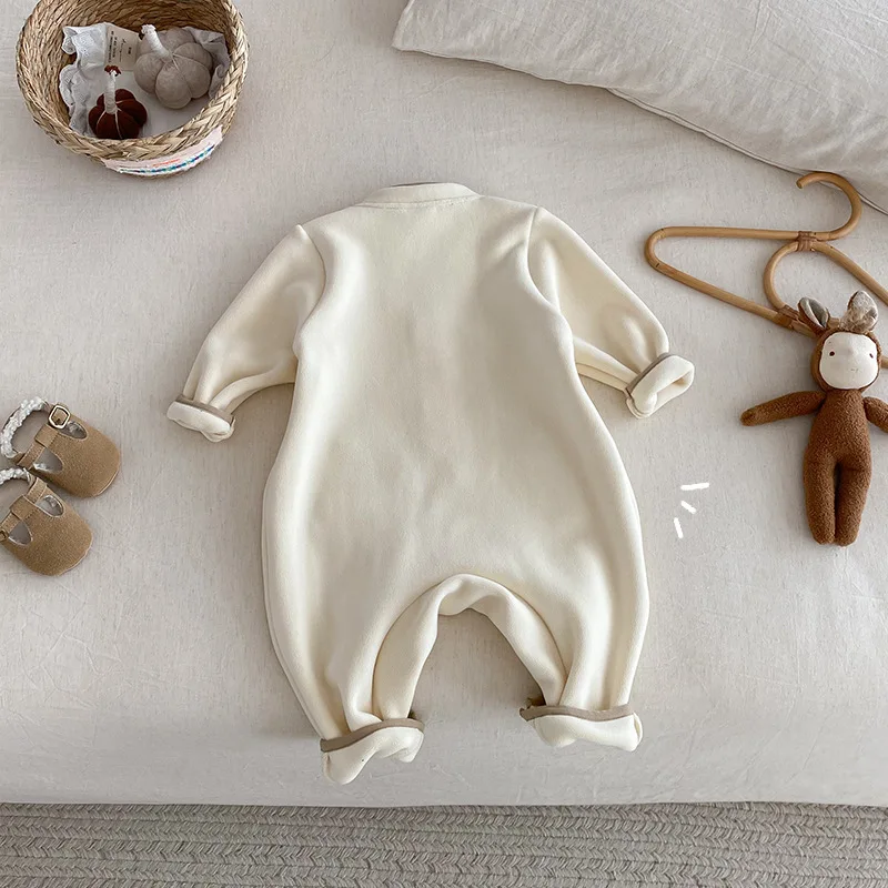Baby Jumpsuit 2025 New Autumn Boys' Small House Embroidery Cartoon One Piece Clothes Cute Climbing Clothes