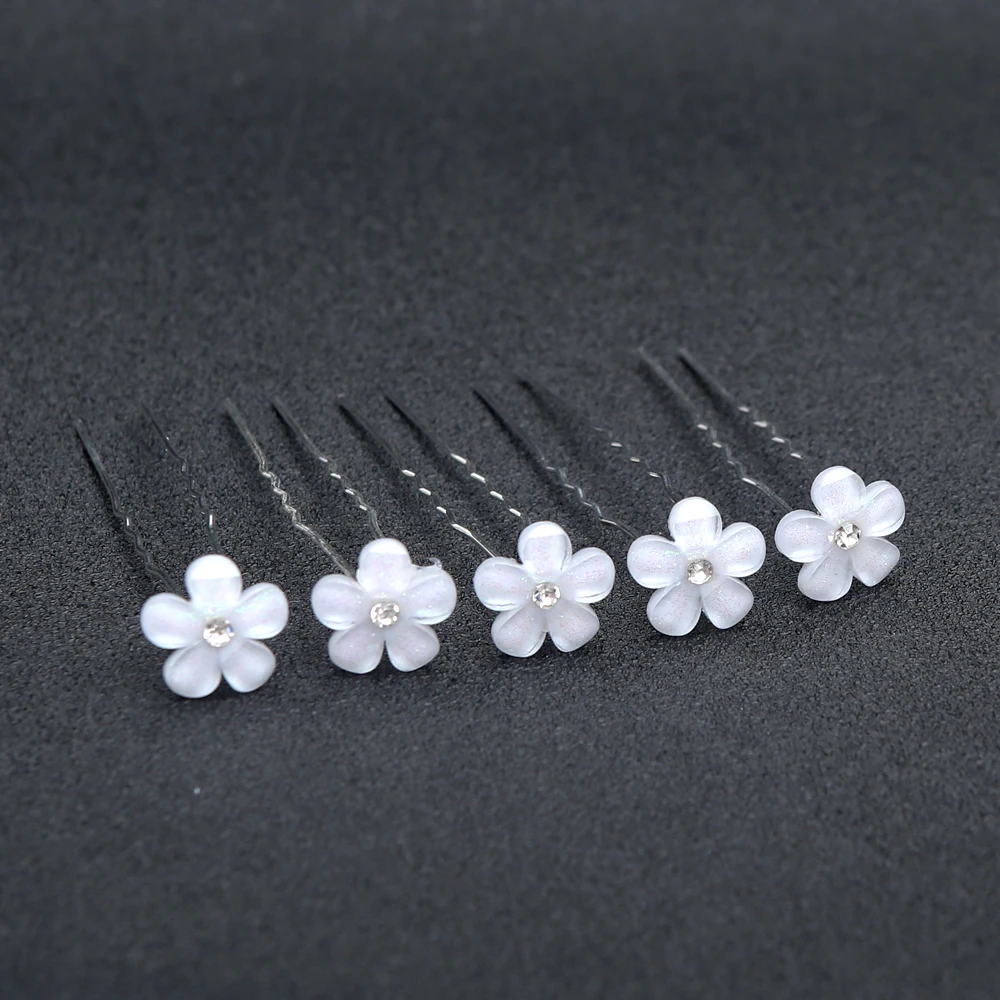 20 Stück modische, elegante Braut-Perlen-Haarstäbchen mit Kristall-Blumenakzenten, Hochzeits-Haarnadel, verpackt als Geburtstagsgeschenk – Detail 2