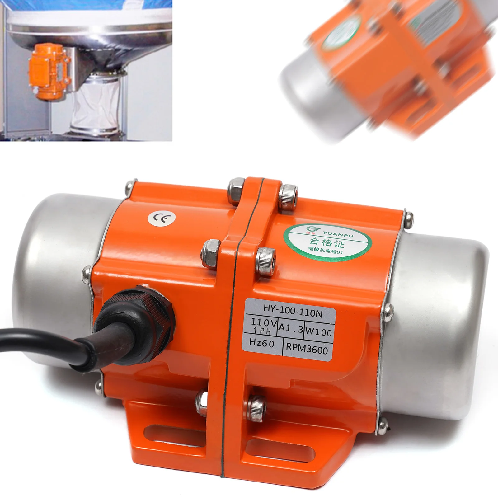 Ac Vibration Motor Concrete Shaker Vibrating Asynchronous Vibrator 100W 110V 3600Rpm