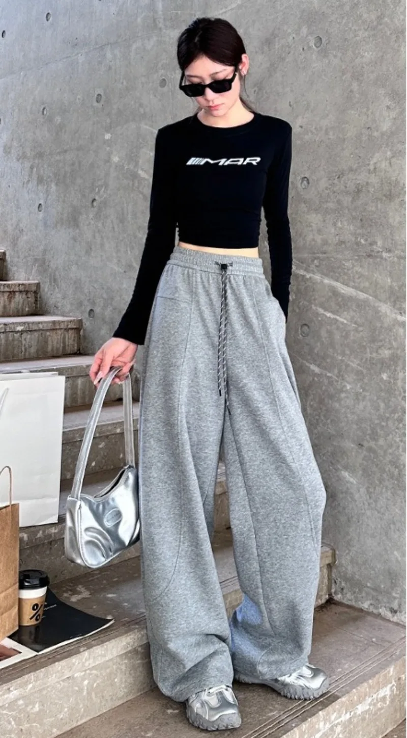 

Women's Autumn 2025 New High Waisted Slimming Straight Leg Pants Loose and Fashionable Casual Wide Leg Pants Female Clothing