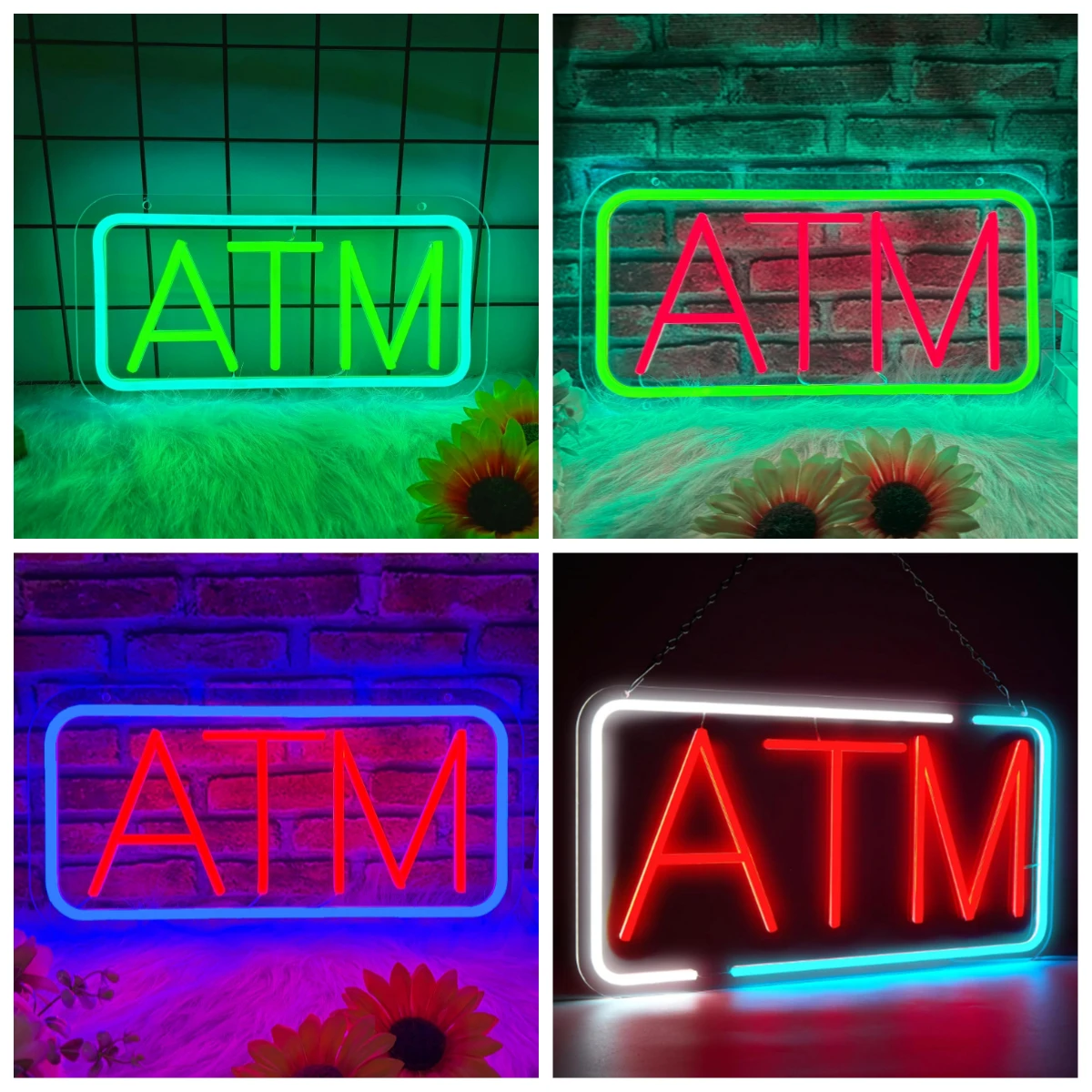 ATM Neon Sign USB Dimmable LED Neon Light for Bank Store Business Bar Game Room Wall Decor Commercial Atm Indicator Sign