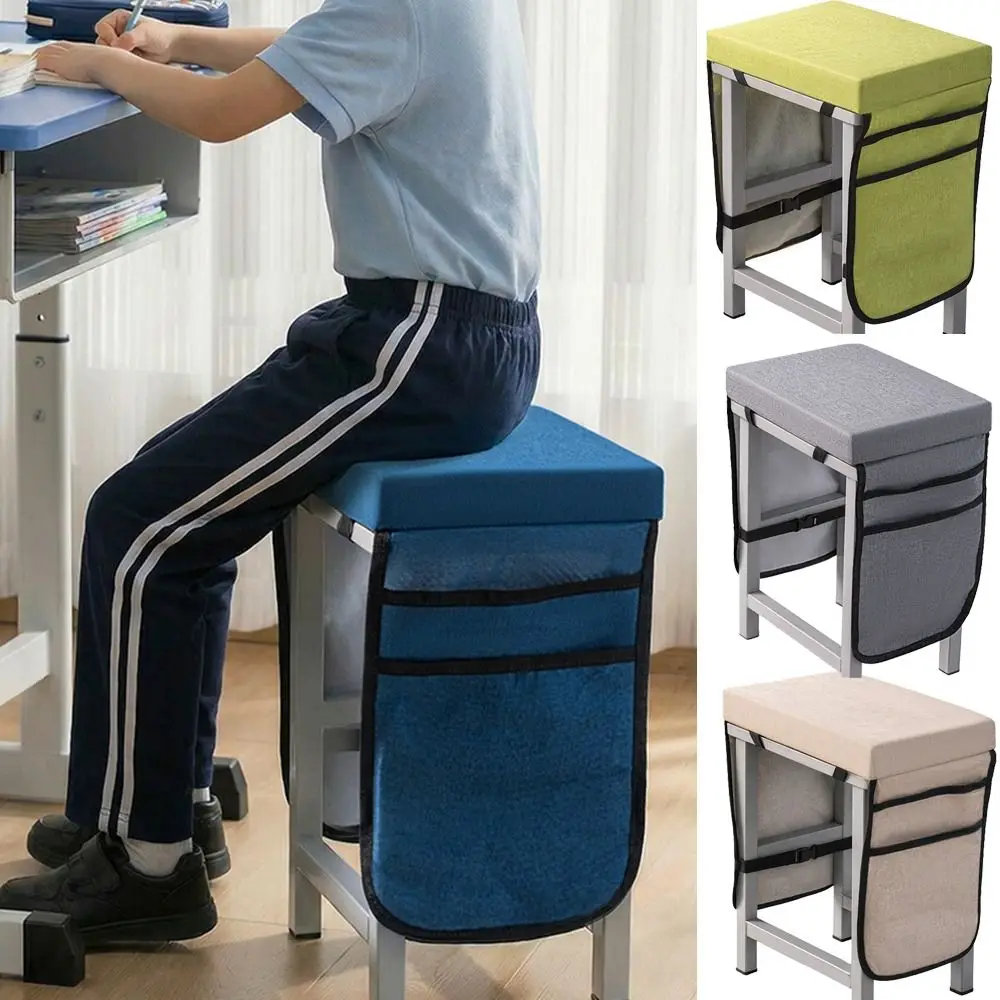 High Elastic Sponge Chair Pad Non-slip Space Saving Sponge Padded Pad Detachable Cover: Storage Pocket Student Seat Mat