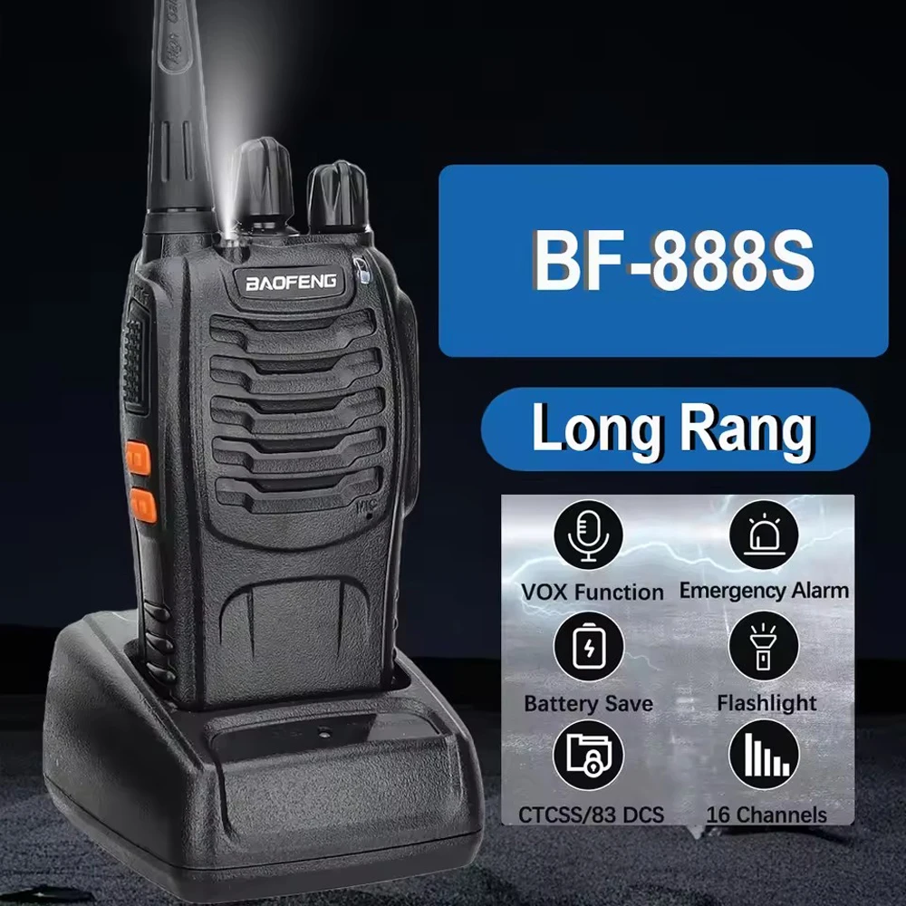 2PCS Baofeng BF 888S Walkie Talkie UHF BF888S Long Range Two Way Ham Portable Radio Transceiver for Hunting Hotel Receiver