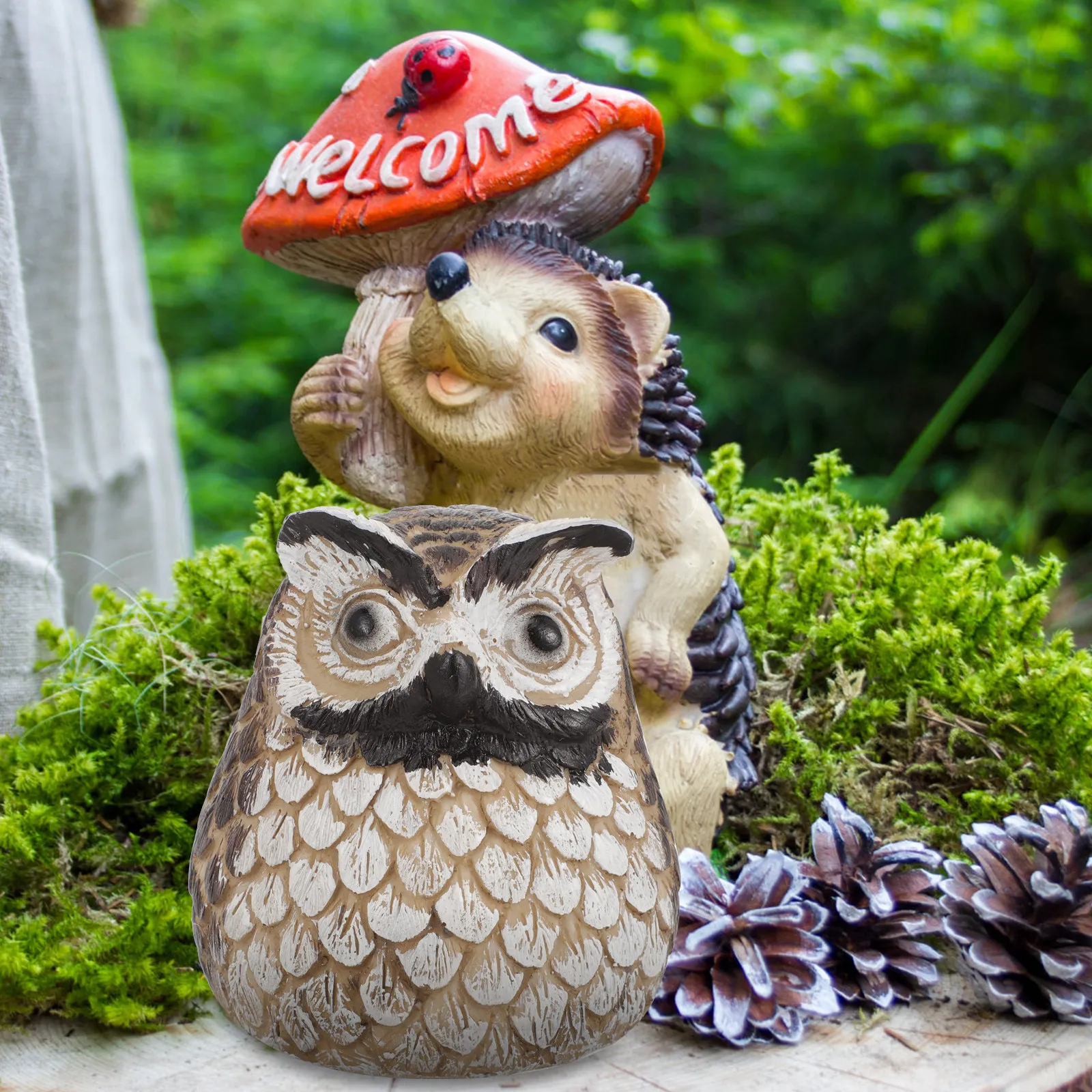 Garden Outdoor Resin Stone Cat Owl Key Hider Weatherproof Yard Hidden Key Storage Box Rock Holder Front Yard Decorations Outdoor