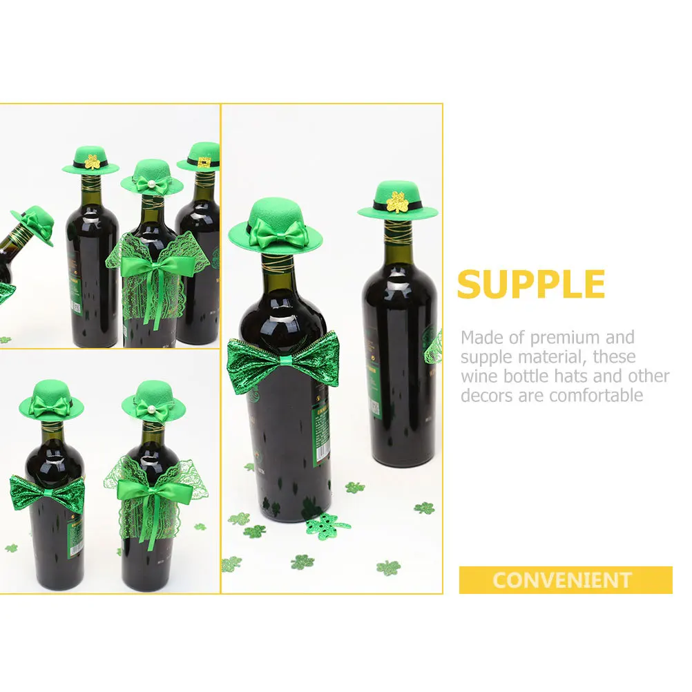 

4Pcs Wine Bottle Hat Ornaments St Patrick's Day Decorations Mini Green Hats for Party Bottle DIY Crafts Supplies