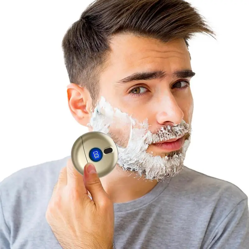 Barbeador elétrico portátil com display LED, Pocket Shaver recarregável, Flying Saucer Shape, USB lavável