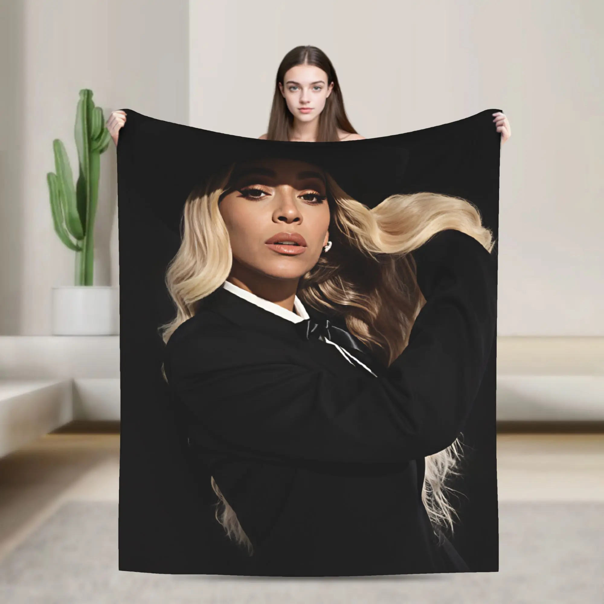 Pop Music Beyonce  Plush Blanket Students  Flannel Throw Blanket For Bedroom Soft Custom Quality Bedspread Birthday Gift