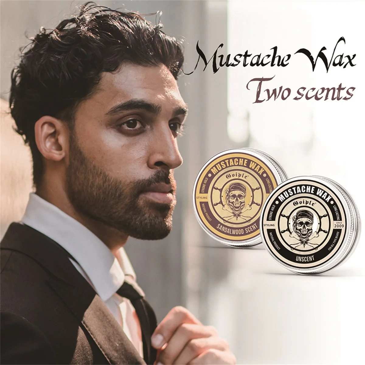 GOIPLE Beard Butter 3pcs/set Facial Hairs Softening and Styling Products Men Beards Treatment Balm Mustaches Wax with Brush Kit