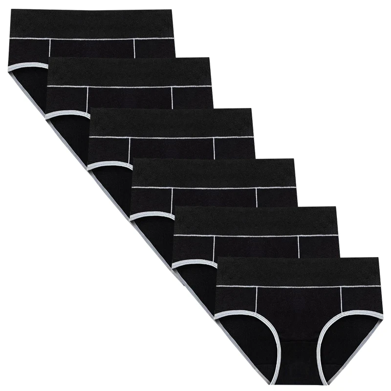 

6pcs Women's Cotton Panties Lady Large Size High Waist Underwear Fashion Girls Briefs Breathable Panty Plus Size Female Lingerie