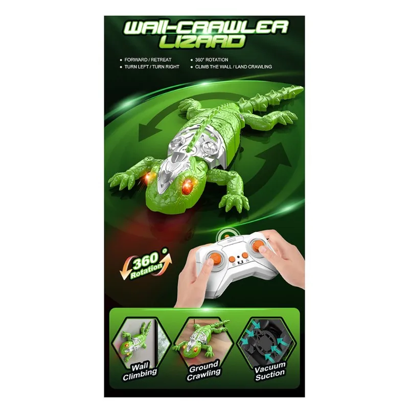 Op afstand bestuurbare muurklimmende hagedis, vloerplafond kruiprobot Gecko muurcrawler elektrische RC auto