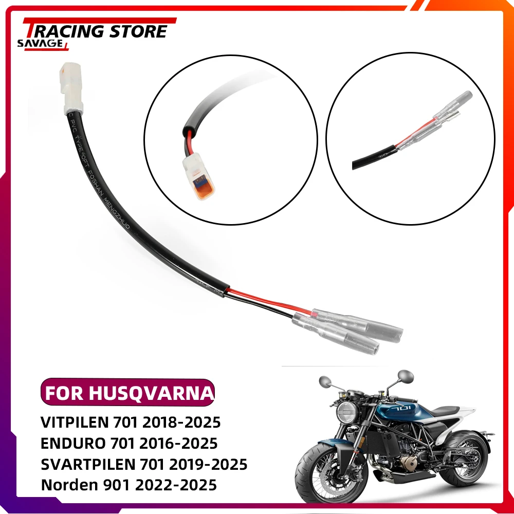 

2 Wire Cables License Plate Light Adapters For Husqvarna Vitpilen Enduro Supermoto Svartpilen 701 Norden 901 Plug&Play Connector