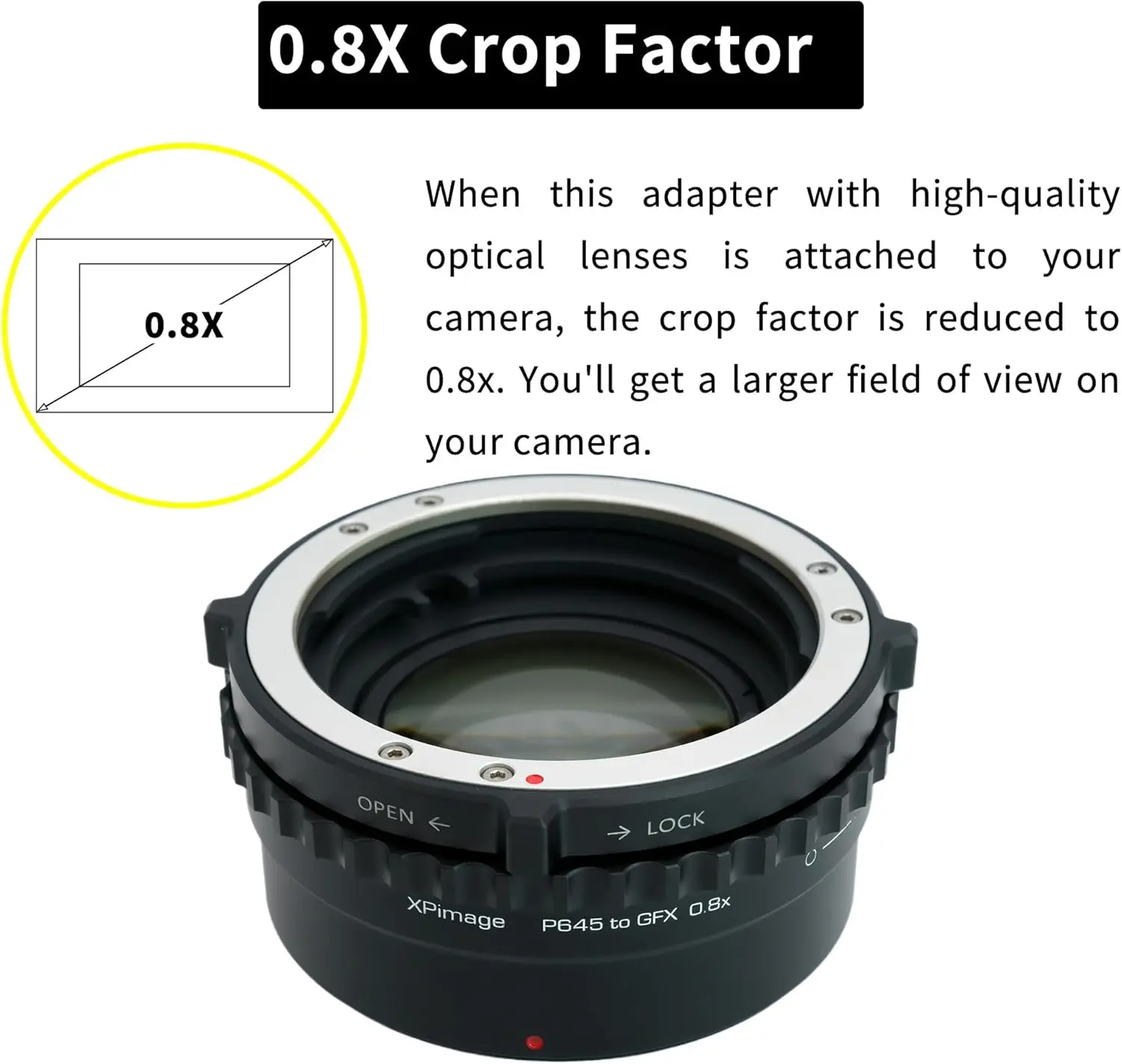 XPIMAGE P645 to GFX 0.8x Focal Reducer Lens Adapter for Pentax P645 Mount Lens to Fujifilm GFX 50R 50S 50SII 100S 100SII 100II