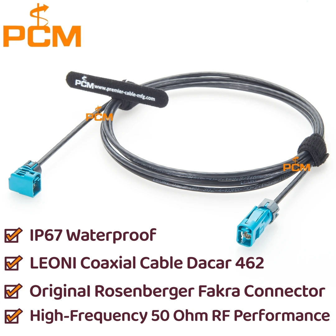 Left Angle Fakra Z Code IP67 Waterproof Automotive RF Cable Assembly Rosenberger Connector LEONI DACAR 462 for GPS LTE antenna
