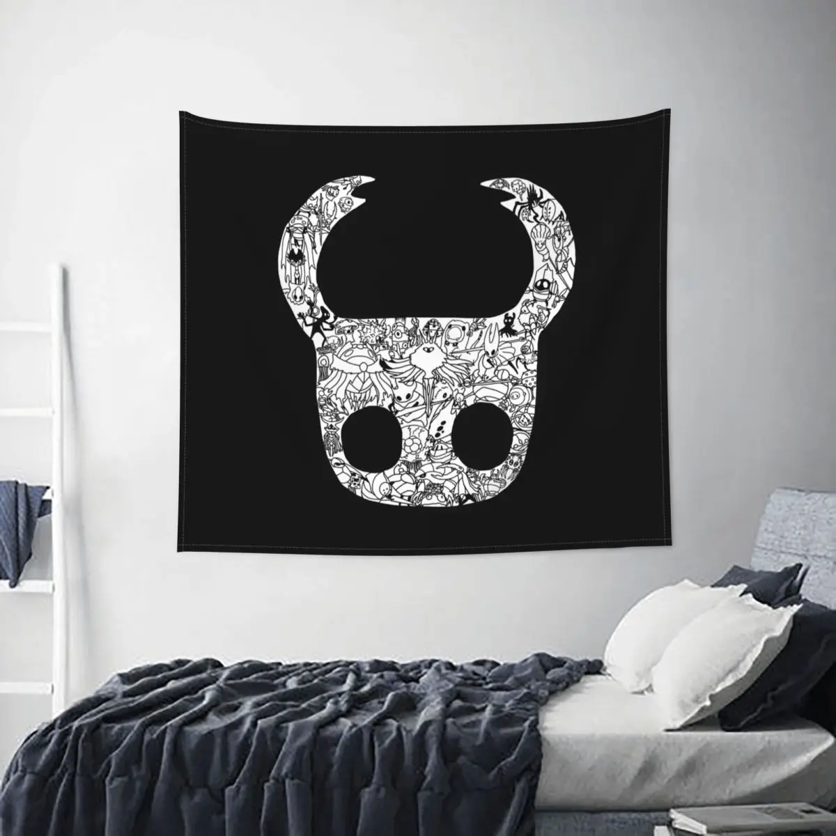 The Hollow Knight Tapestry Hippie Polyester Wall Hanging Skull Video Game Room Decor Table Cover Psychedelic Wall Blanket