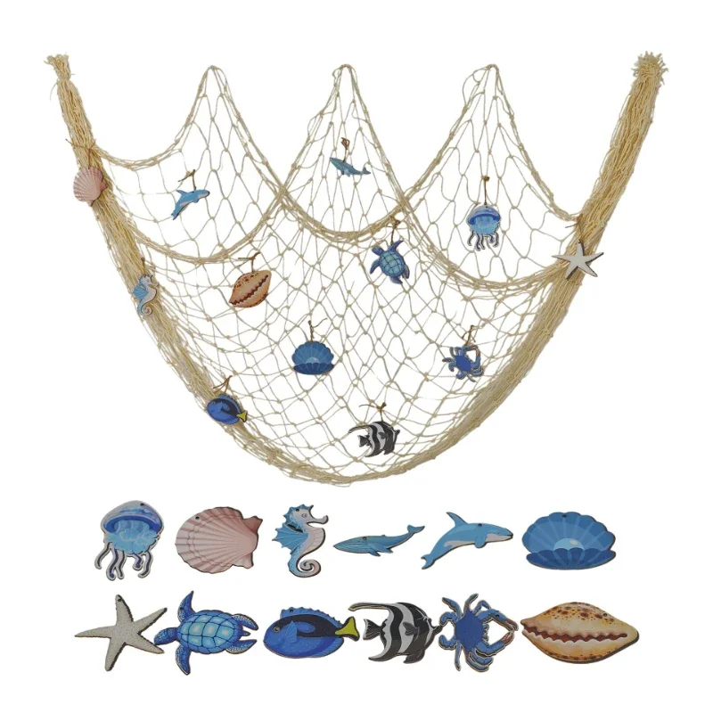 Small Pendant Decoration Fishing Net Thick Thread Woven Mesh Tapestry Photo Wall Hanging Fishnet Balcony Railing Decor Supplies