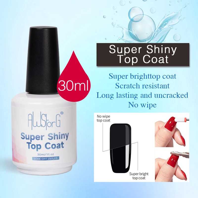 AWStorG 30ML Trasparente 9-in-1 Funzione Gel 2 IN 1 Top Coat in cristallo Semi Permanente Nail Art Gel Vernice Spessore Base Gel