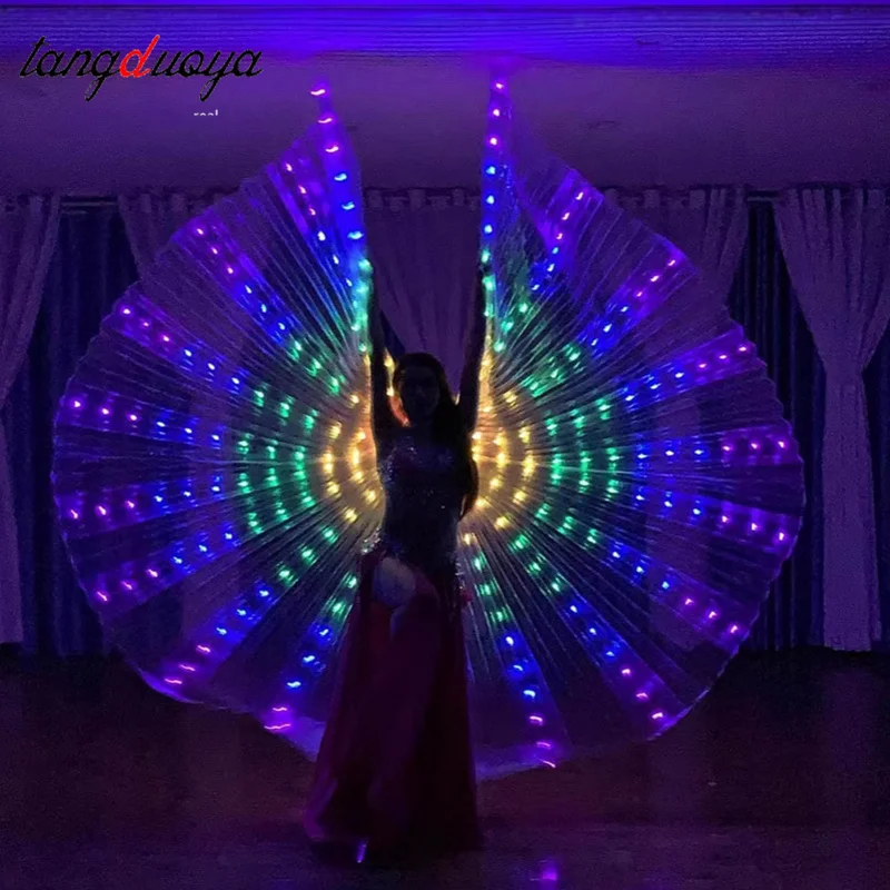 

Светодиодные крылья Исиды, крылья для танца живота, светящиеся красочные светодиодные крылья бабочки, светящаяся одежда для танцев ангела для взрослых и детей