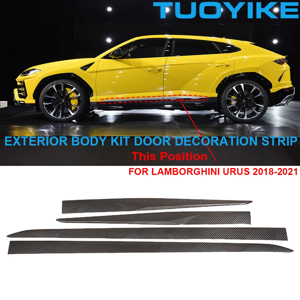 

Car Style Real Dry Carbon Fiber Exterior Door Panel Strip Body Kit Anti-scratch Decoration Trim For Lamborghini Urus 2018-2021