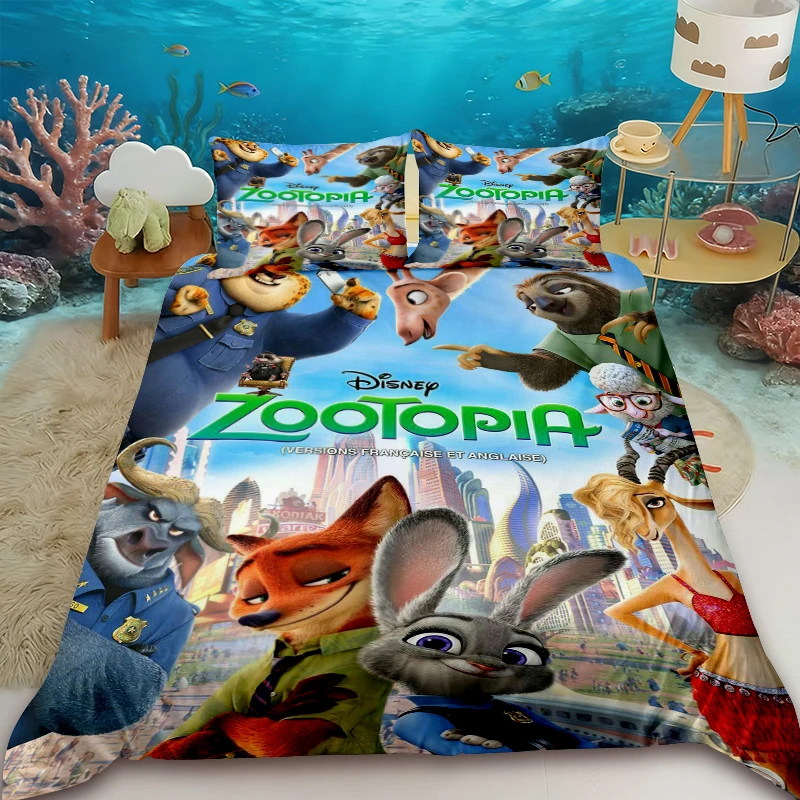 

Kids Duvet Cover Anime Zootopia Judy Nick Cartoon Bedding Set Skin-friendly Bedroom Dormitory Birthday Gifts