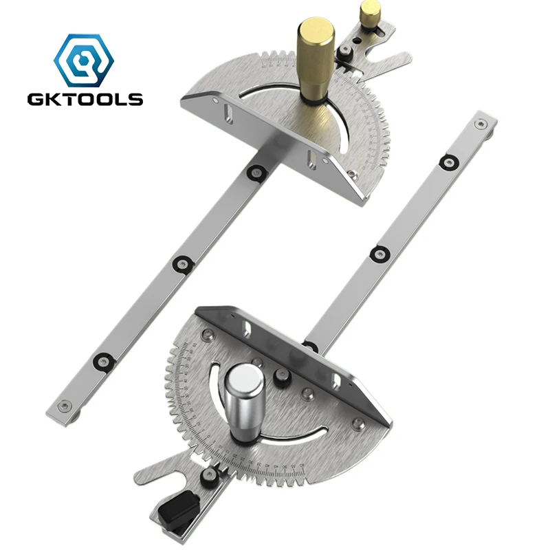 

GKTOOLS Brass Aluminum Handle Miter Gauge Assembly Rule with T Tracks for DIY Table Saw Router Woodworking Box Joint Jig