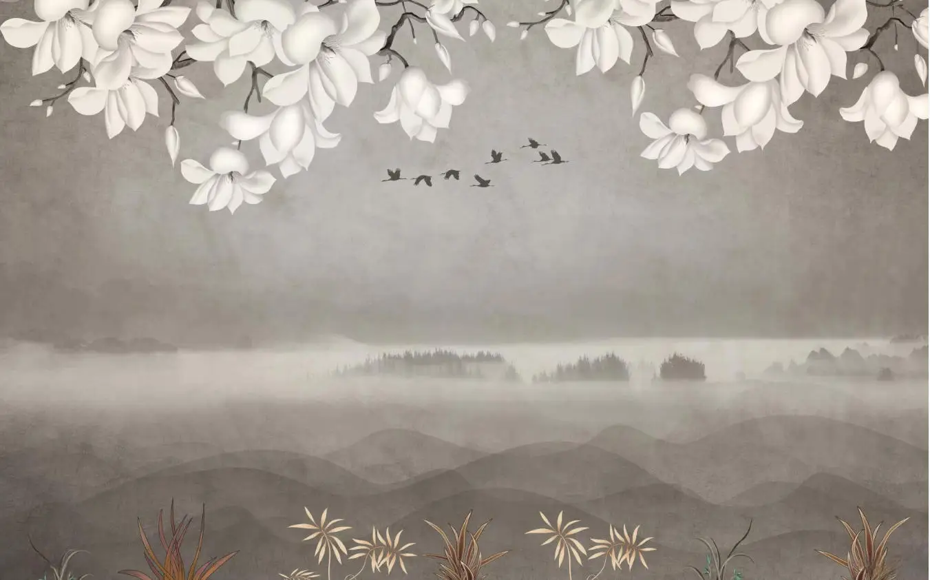 Custom Wallpaper mural hand-painted meow Peony flower TV background walls living room bedroom home decoration 3d wallpaper