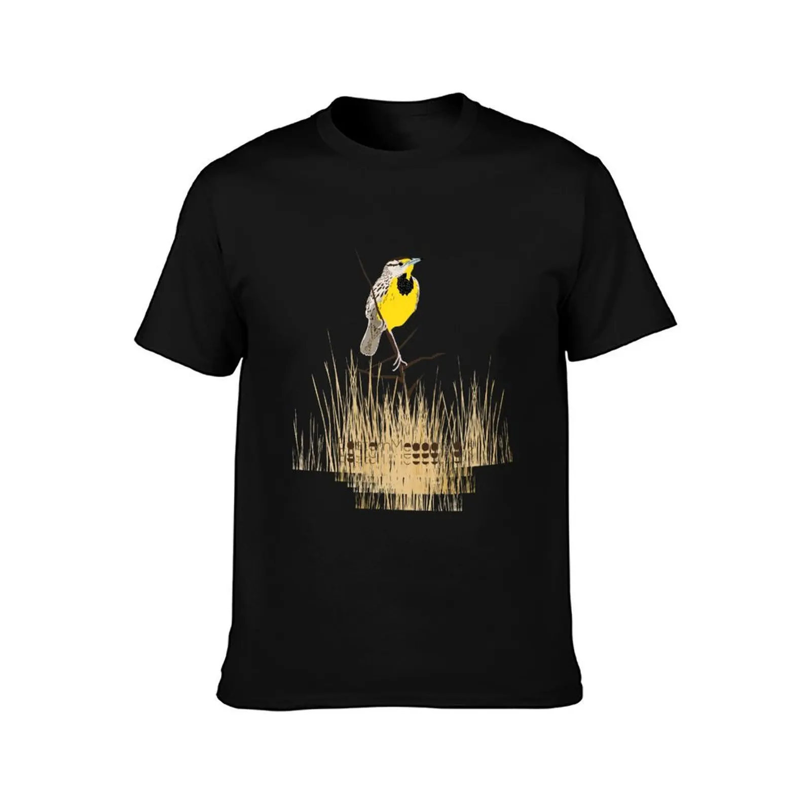 Eastern Meadowlark T-Shirt, Summer Casual Cotton Tee, Oversized Streetwear Tops, Vintage Graphic Print, Loose Fit Short Sleeve