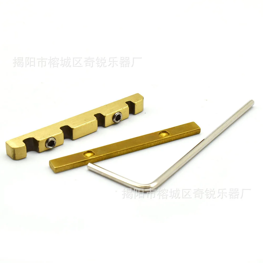 

1Set Bass Guitar Brass Nut 38mm Adjustable Curved Design Flat Bottom Precision Slot for Electric 4-String Replacement Parts