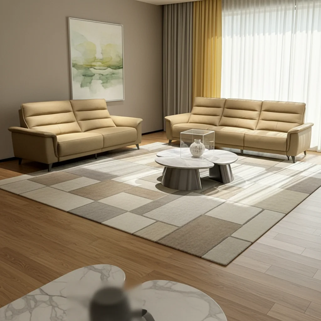 #Easy To Clean Convertible Minimalist Leather Sofa Set Breathable Material Apartment Living Room