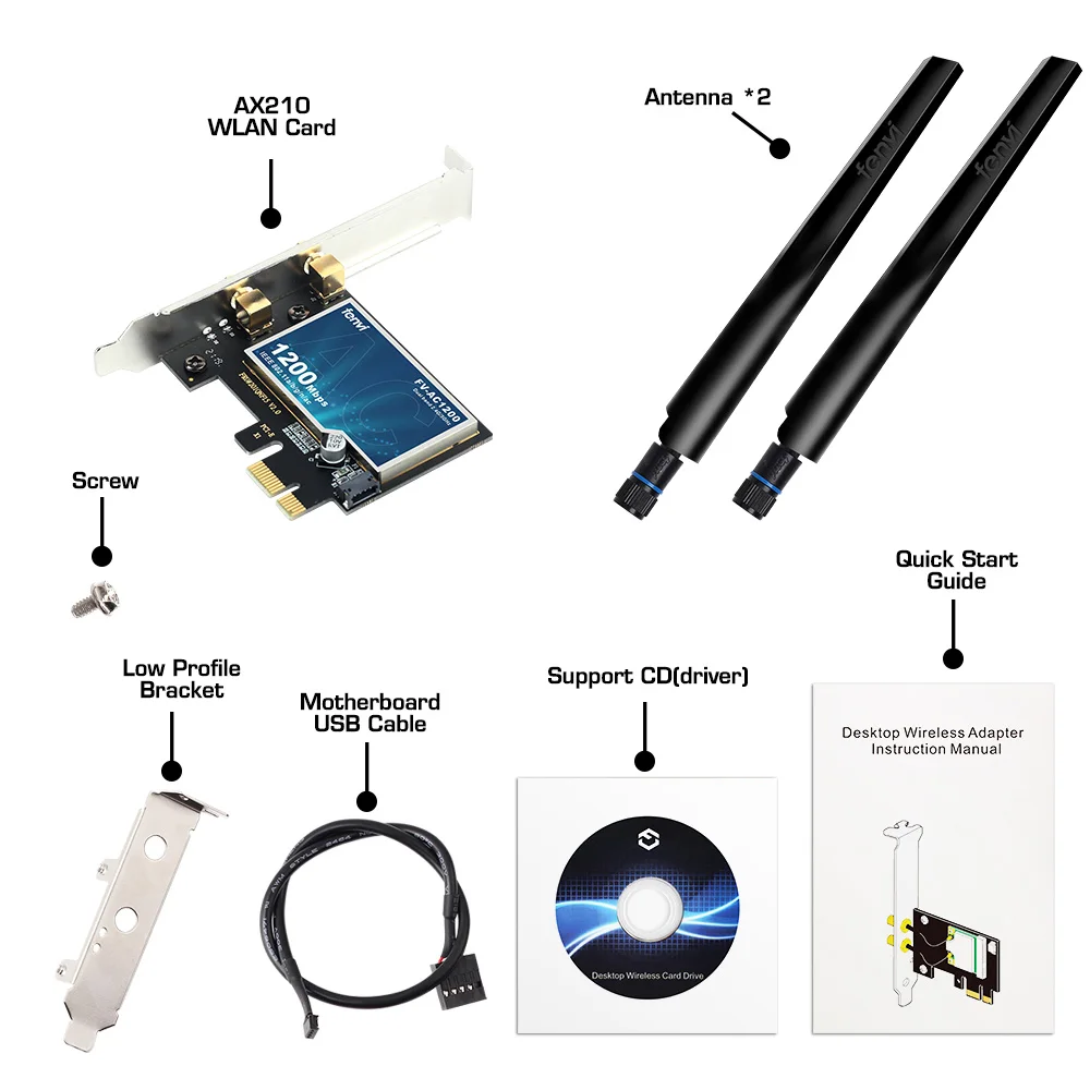 FENVI AC1200 PCI-E Wireless Adapter Network Card Dual Band 2.4G/5GHz 802.11AC For Bluetooth 4.0 Desktop Laptop Windows 7/8/10/11