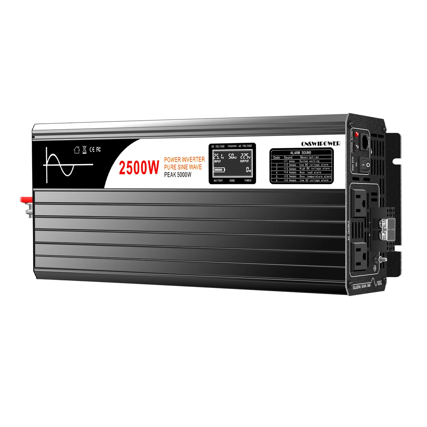 【Premium Hot Selling 】Pure Sine Wave Solar Power Car Inverter 2500W Swipower Supplier off Grid 12V/24V/48V DC to 110V/220V AC fo