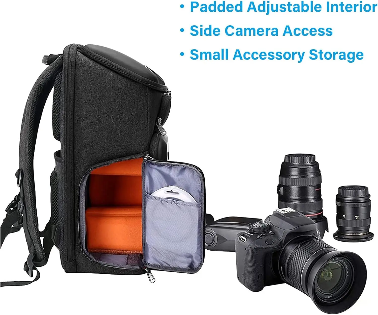 Camera Backpack,DSLR/SLR/Mirrorless Photography Waterproof 17.3 inch Camera Bag with Front Hard Shell&Laptop Compartment&Tripod