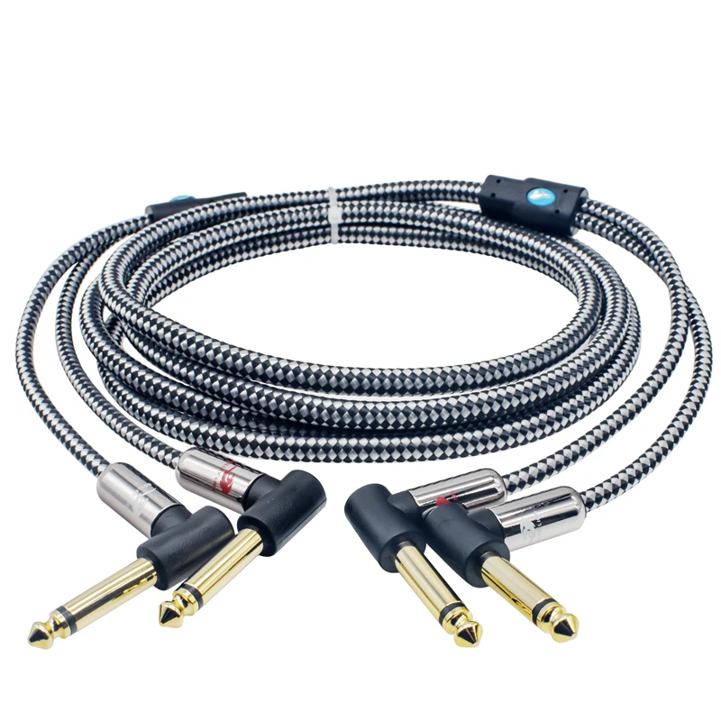 Kabel audio Podwójny 1/4 cala TS Jack do TS Jack do wzmacniacza Mikser Konsola Elektroniczna Organ Gitara Kątowy 6,35 mm Kabel 1M 2M 3M 5M