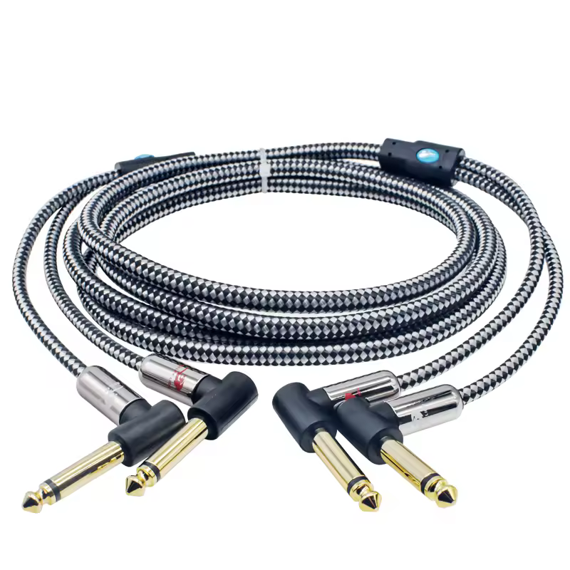 Audio Cable Dual 1/4 Inch TS Jack to Jack for Amplifier Mixer Console Electric Organ Guitar Angle 6.3 to 6.3 Cable 1M 2M 3M 5M