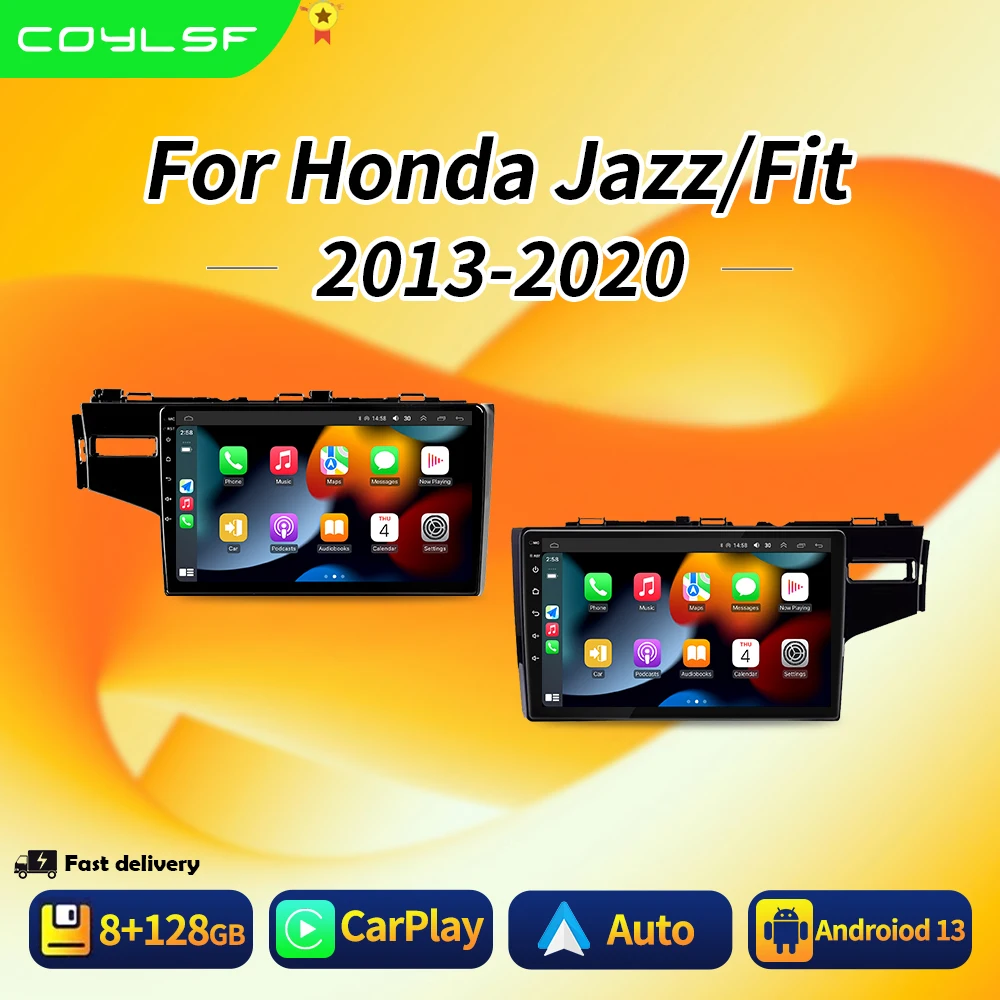 

Car Radio Carplay Auto GPS For Honda Jazz 3 2015 - 2020 Fit 3 GP GK 2013-2020 QLED Multimedia Player Navigation WIFI