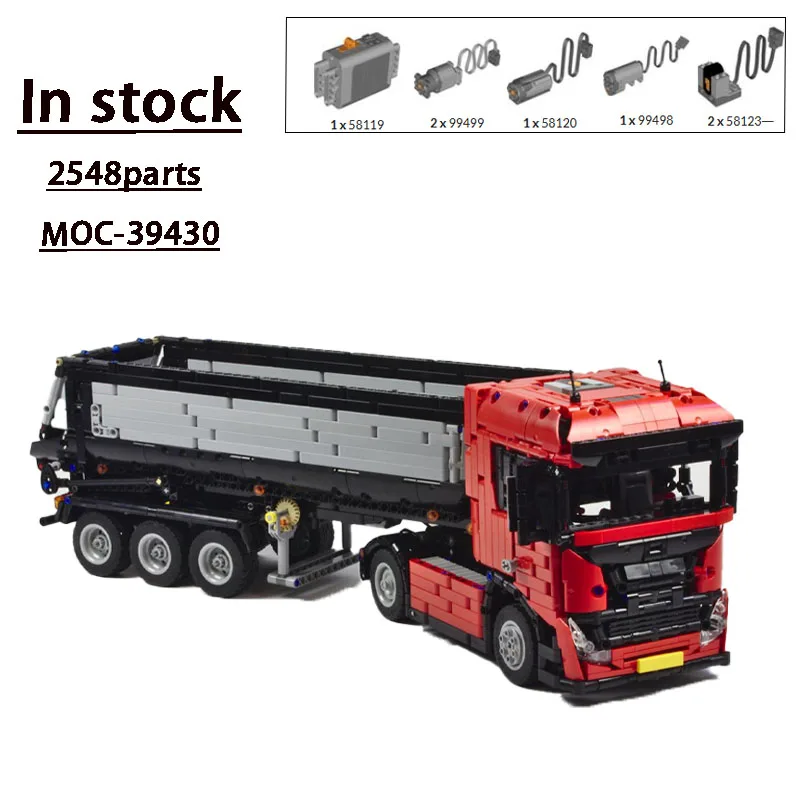 Cidade de transporte importante caminhão grande MOC-39430 eletrônico rc caminhão basculante pesado • 2548 peças bloco de construção modelo crianças brinquedo presente