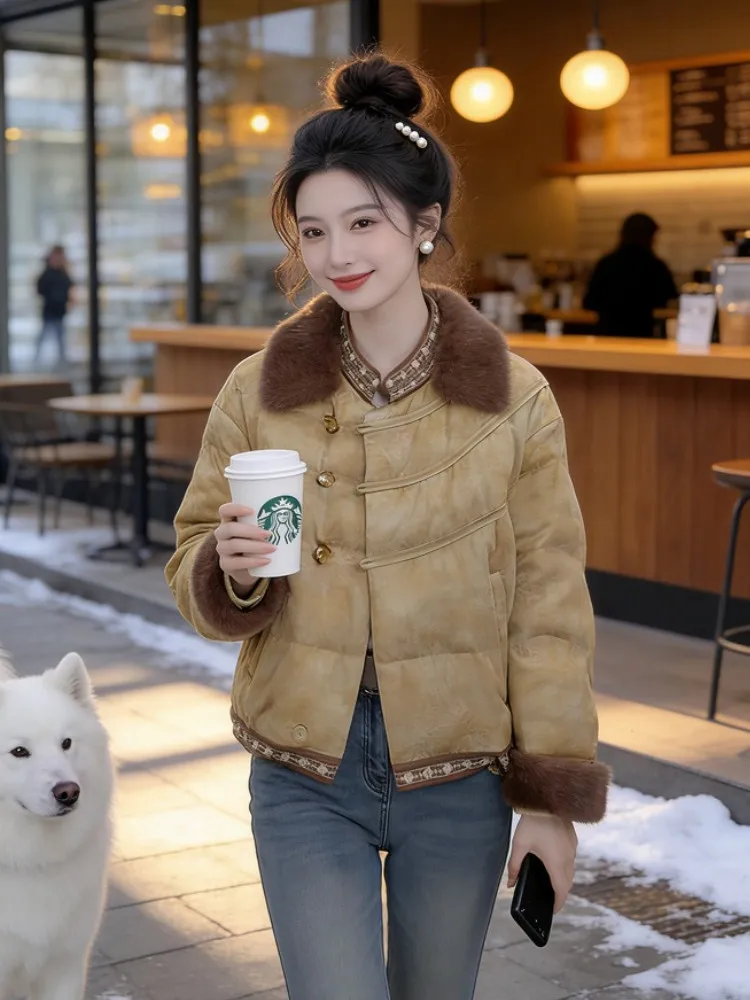 

Slimming round Neck Cotton Jacket Korean Style Fashionable Versatile Women's Outerwear Thickened Winter New Arrival