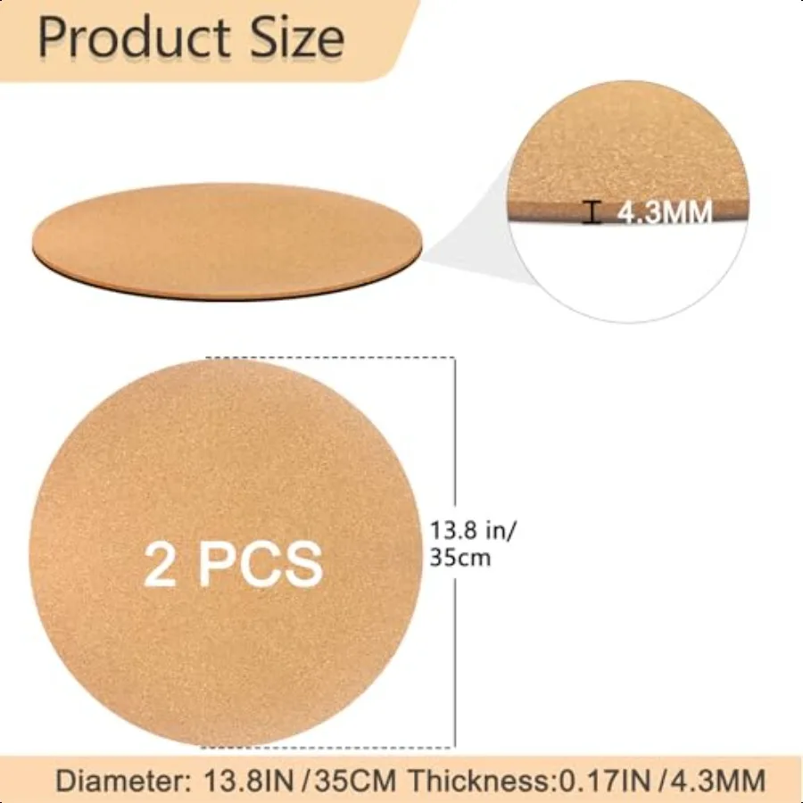 14 Inch Large Cork Plant Coasters 2 Pieces Cork Plant Mats Cork Coaster for Planters Large Plant Coasters for House Plants Indo