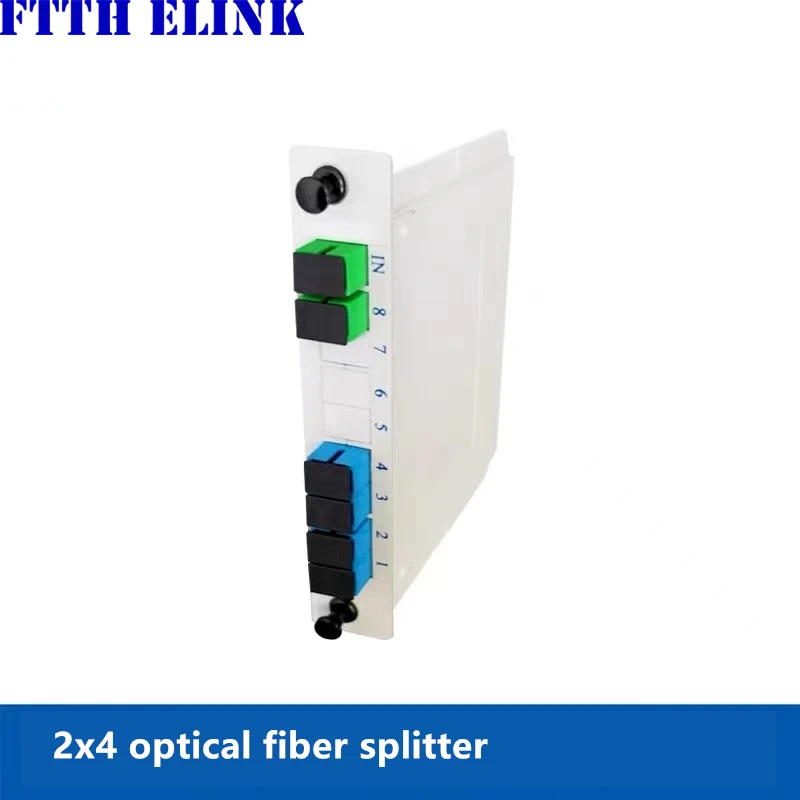 SCAPC splitter SM LGX box 2x4 LCAPC 5pcs GEPON FTTH FC UPC 2*4 singlemode PLC optical fiber coupler Cassette Telecom GPON