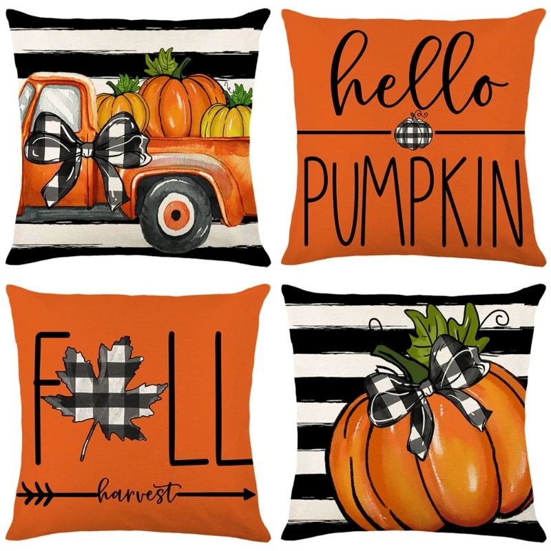 Thanksgiving Pumpkin Pillowcases Cover for Festive Home Decor Pumpkin Orange