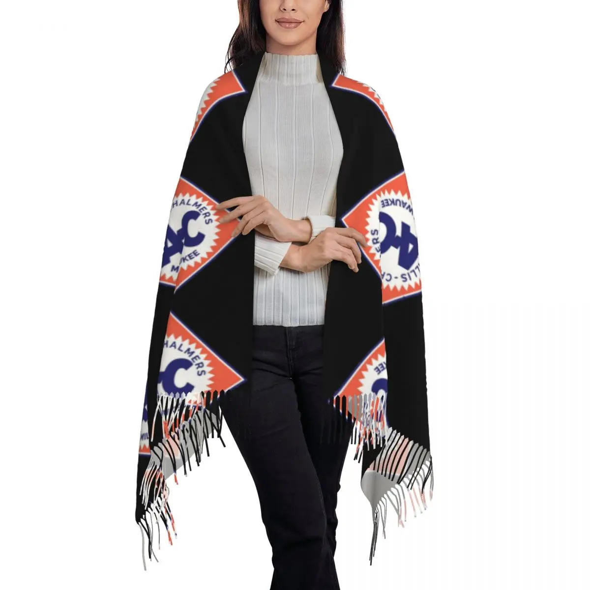 Allis Chalmers Retro Diamond Logo 1919 Scarf Tassel Scarves Women Soft Warm Shawls and Wraps Long Fall Winter Shawl Wrap
